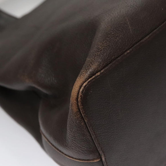 BURBERRY Hand Bag Leather Brown Gold Auth ti2571