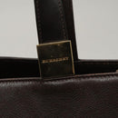 BURBERRY Hand Bag Leather Brown Gold Auth ti2571-9