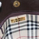 BURBERRY Hand Bag Leather Brown Gold Auth ti2571-16