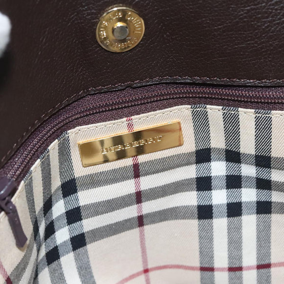 BURBERRY Hand Bag Leather Brown Gold Auth ti2571