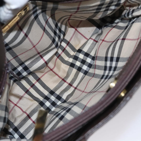 BURBERRY Hand Bag Leather Brown Gold Auth ti2571