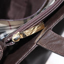 BURBERRY Hand Bag Leather Brown Gold Auth ti2571-20