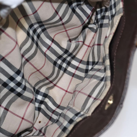 BURBERRY Hand Bag Leather Brown Gold Auth ti2571