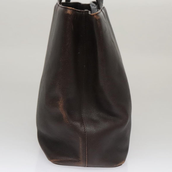 BURBERRY Hand Bag Leather Brown Gold Auth ti2571