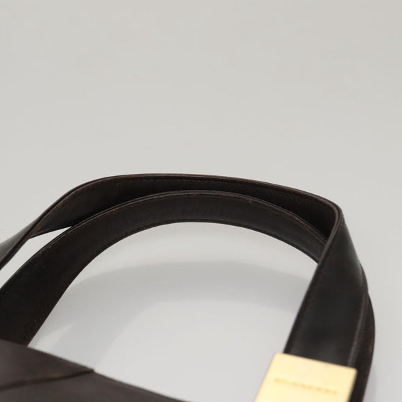 BURBERRY Hand Bag Leather Brown Gold Auth ti2571