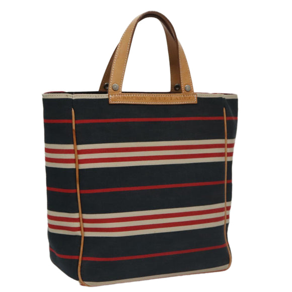 BURBERRY Hand Bag Canvas Leather Navy Silver Auth ti2572