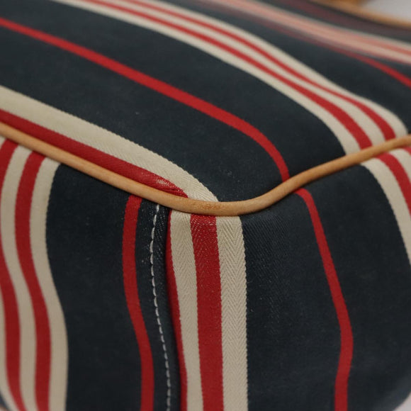 BURBERRY Hand Bag Canvas Leather Navy Silver Auth ti2572