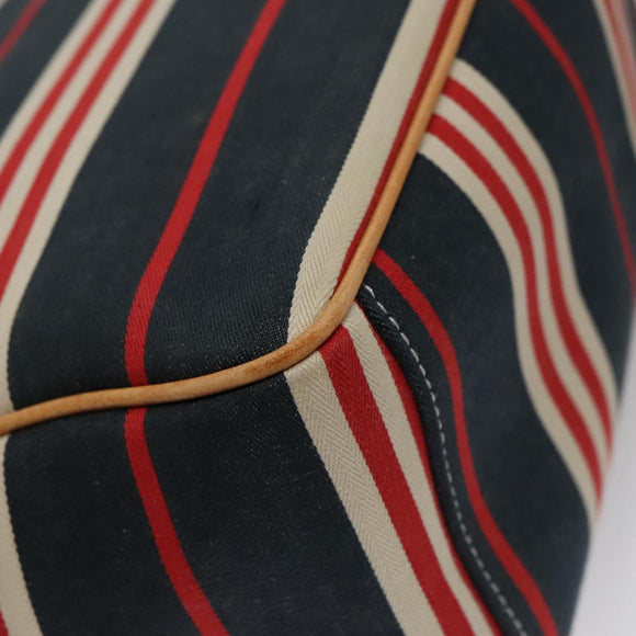 BURBERRY Hand Bag Canvas Leather Navy Silver Auth ti2572