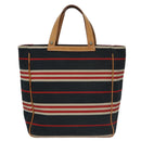 BURBERRY Hand Bag Canvas Leather Navy Silver Auth ti2572-2