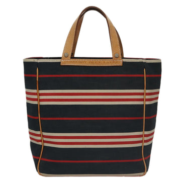 BURBERRY Hand Bag Canvas Leather Navy Silver Auth ti2572 - 0