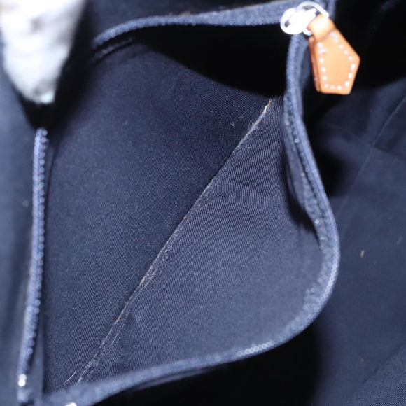 BURBERRY Hand Bag Canvas Leather Navy Silver Auth ti2572