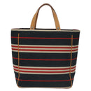 BURBERRY Hand Bag Canvas Leather Navy Silver Auth ti2572-3