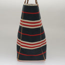 BURBERRY Hand Bag Canvas Leather Navy Silver Auth ti2572-4