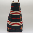 BURBERRY Hand Bag Canvas Leather Navy Silver Auth ti2572-5