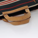 BURBERRY Hand Bag Canvas Leather Navy Silver Auth ti2572-7