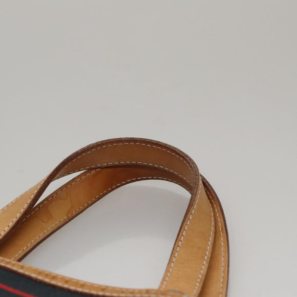 BURBERRY Hand Bag Canvas Leather Navy Silver Auth ti2572