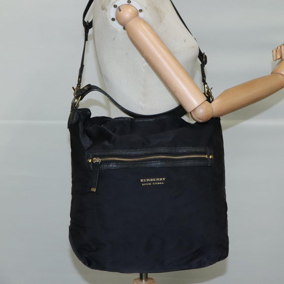 BURBERRY Blue Label Shoulder Bag Nylon Leather 2way Black Auth ti2574