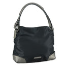 BURBERRY Shoulder Bag Nylon Leather Black Silver Auth ti2577-1