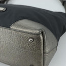 BURBERRY Shoulder Bag Nylon Leather Black Silver Auth ti2577-9