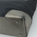 BURBERRY Shoulder Bag Nylon Leather Black Silver Auth ti2577-12