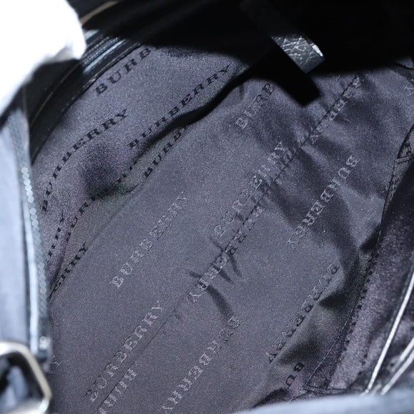 BURBERRY Shoulder Bag Nylon Leather Black Silver Auth ti2577