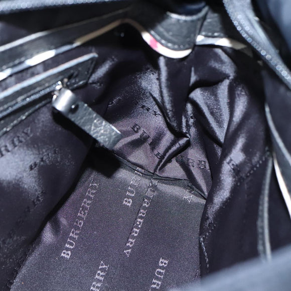 BURBERRY Shoulder Bag Nylon Leather Black Silver Auth ti2577