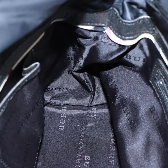 BURBERRY Shoulder Bag Nylon Leather Black Silver Auth ti2577