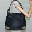 BURBERRY Shoulder Bag Nylon Leather Black Silver Auth ti2577-24