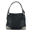 BURBERRY Shoulder Bag Nylon Leather Black Silver Auth ti2577-3