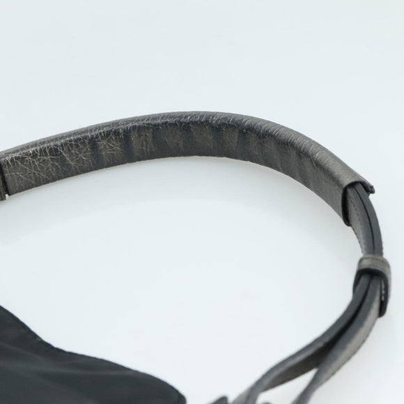 BURBERRY Shoulder Bag Nylon Leather Black Silver Auth ti2577