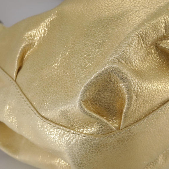 BURBERRY Hand Bag Leather Gold Auth ti2578