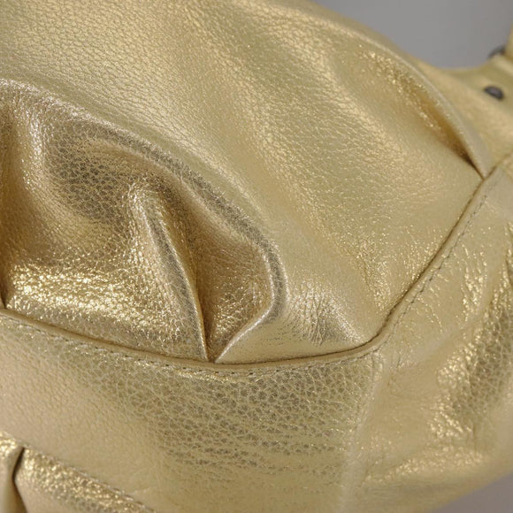 BURBERRY Hand Bag Leather Gold Auth ti2578