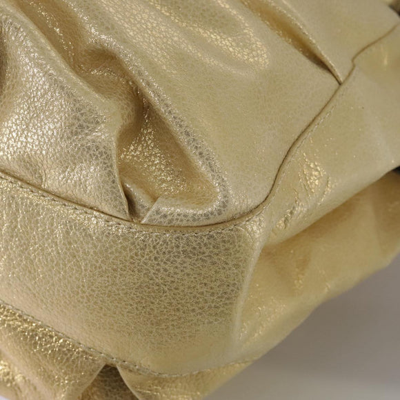 BURBERRY Hand Bag Leather Gold Auth ti2578