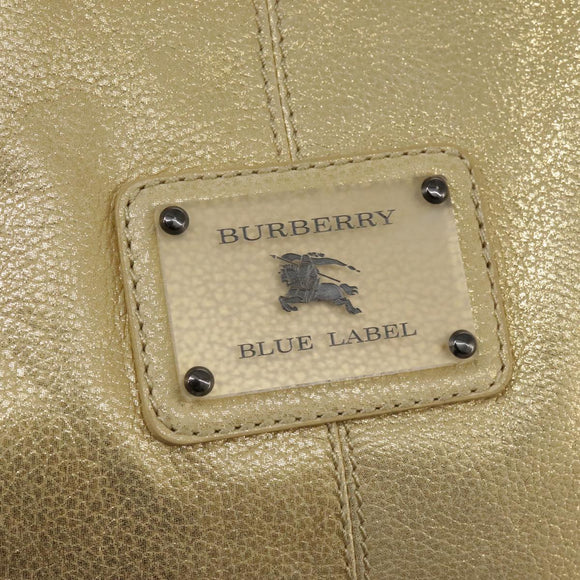 BURBERRY Hand Bag Leather Gold Auth ti2578