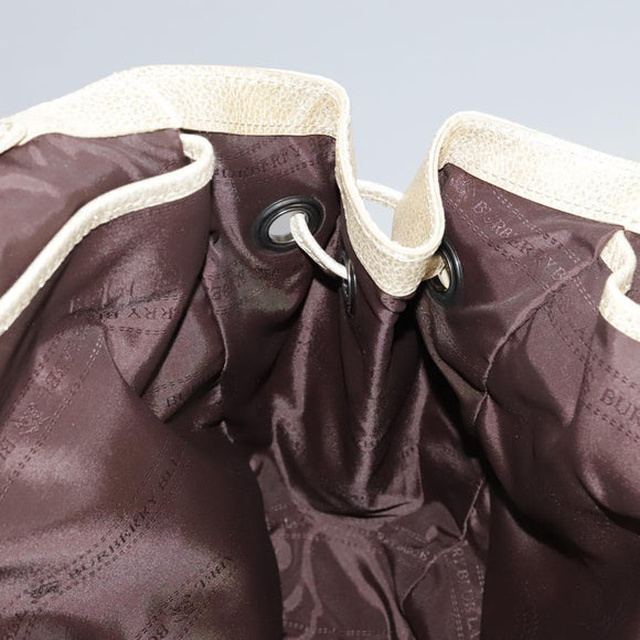 BURBERRY Hand Bag Leather Gold Auth ti2578