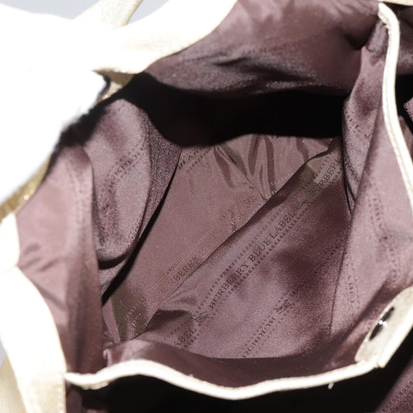 BURBERRY Hand Bag Leather Gold Auth ti2578