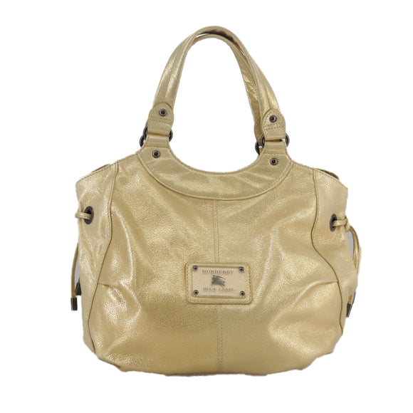 BURBERRY Hand Bag Leather Gold Auth ti2578
