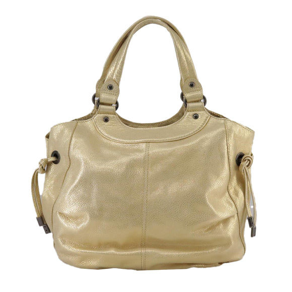 BURBERRY Hand Bag Leather Gold Auth ti2578