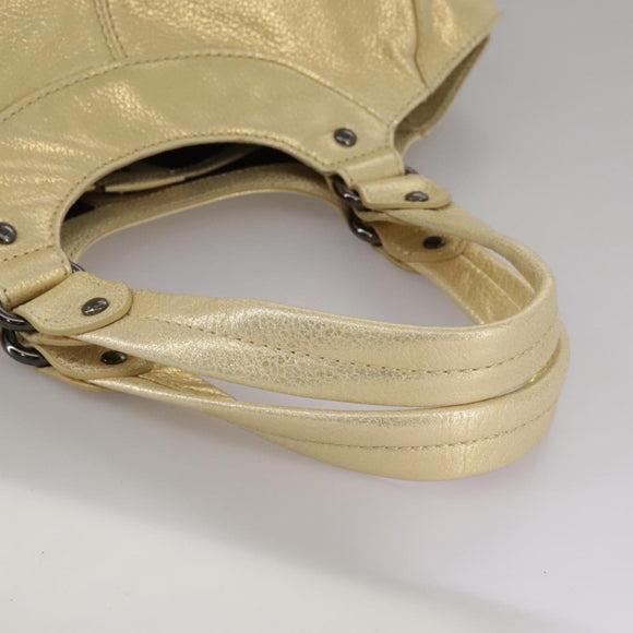 BURBERRY Hand Bag Leather Gold Auth ti2578