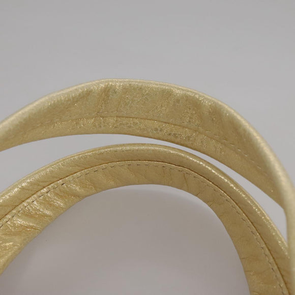 BURBERRY Hand Bag Leather Gold Auth ti2578