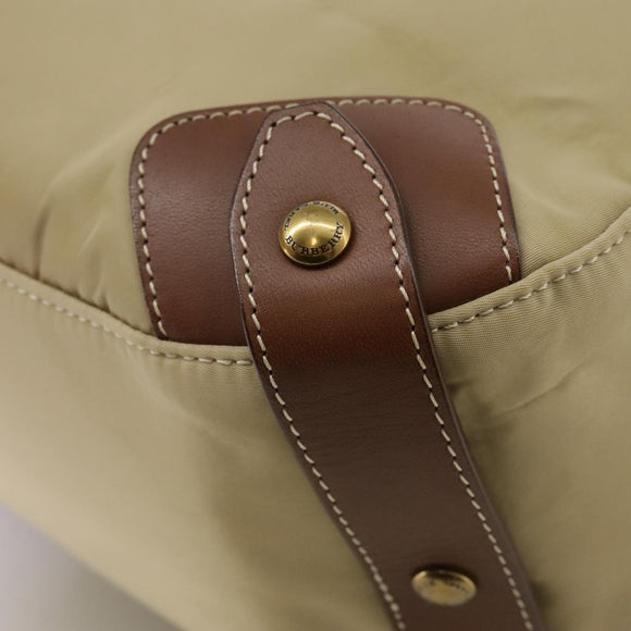 BURBERRY Blue Label Shoulder Bag Nylon Leather Beige Brown Auth ti2579