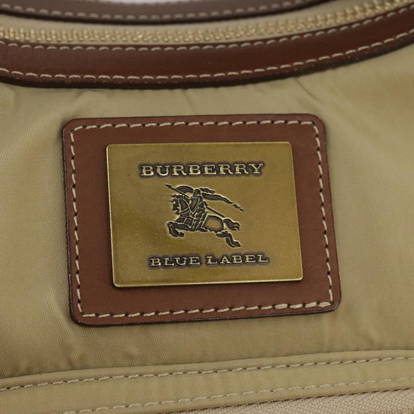 BURBERRY Blue Label Shoulder Bag Nylon Leather Beige Brown Auth ti2579