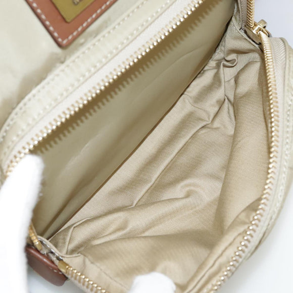 BURBERRY Blue Label Shoulder Bag Nylon Leather Beige Brown Auth ti2579