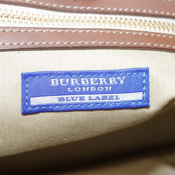 BURBERRY Blue Label Shoulder Bag Nylon Leather Beige Brown Auth ti2579