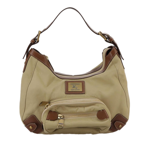 BURBERRY Blue Label Shoulder Bag Nylon Leather Beige Brown Auth ti2579