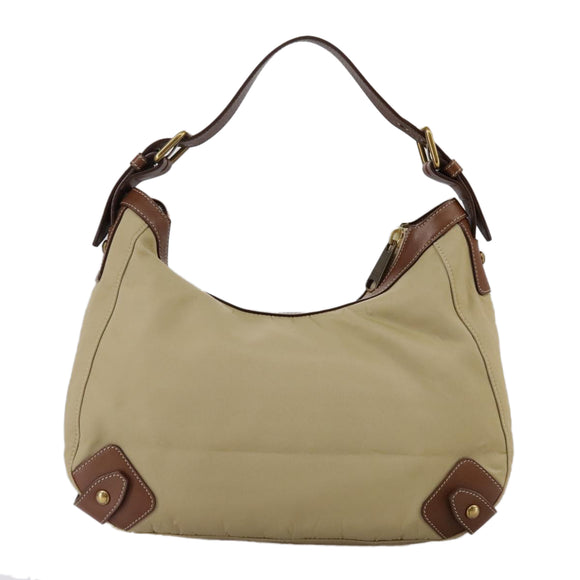 BURBERRY Blue Label Shoulder Bag Nylon Leather Beige Brown Auth ti2579