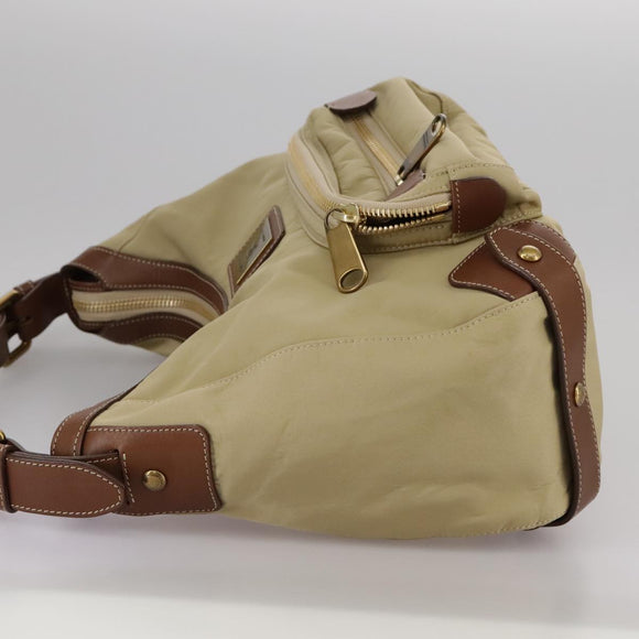 BURBERRY Blue Label Shoulder Bag Nylon Leather Beige Brown Auth ti2579