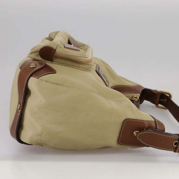 BURBERRY Blue Label Shoulder Bag Nylon Leather Beige Brown Auth ti2579