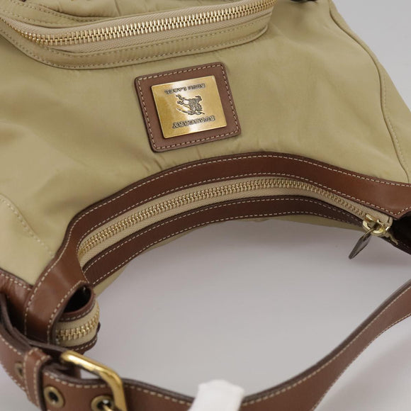 BURBERRY Blue Label Shoulder Bag Nylon Leather Beige Brown Auth ti2579