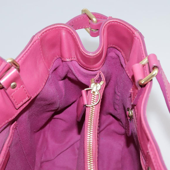 BURBERRY Blue Label Hand Bag Leather Pink Gold Auth ti2580